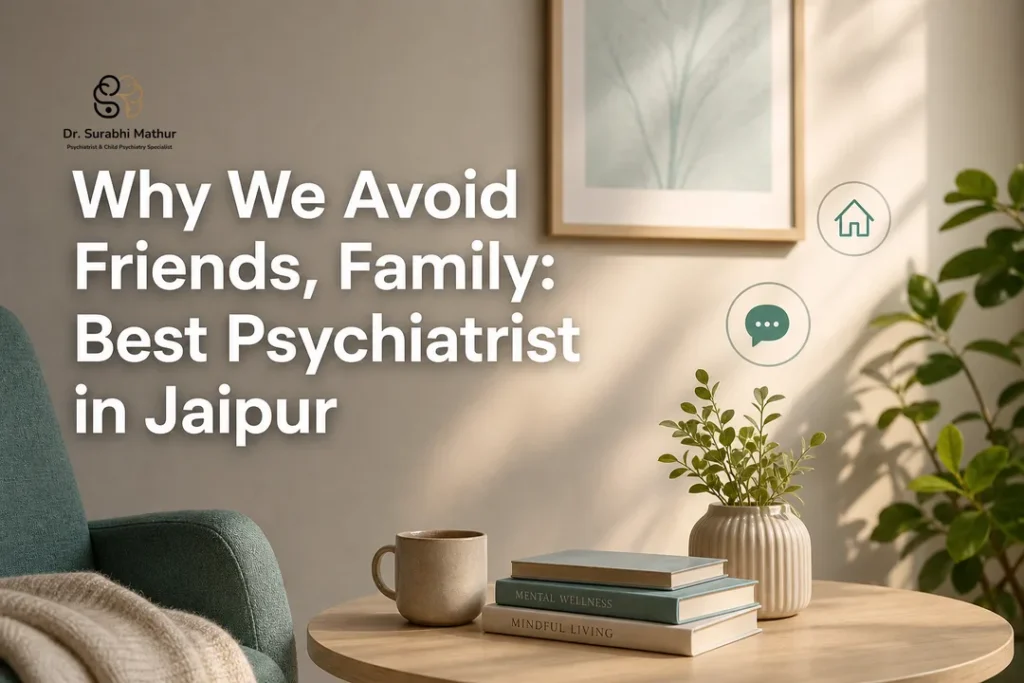 Warm, calming cover image for a blog by the best psychiatrist in jaipur about why people suddenly avoid friends and family.