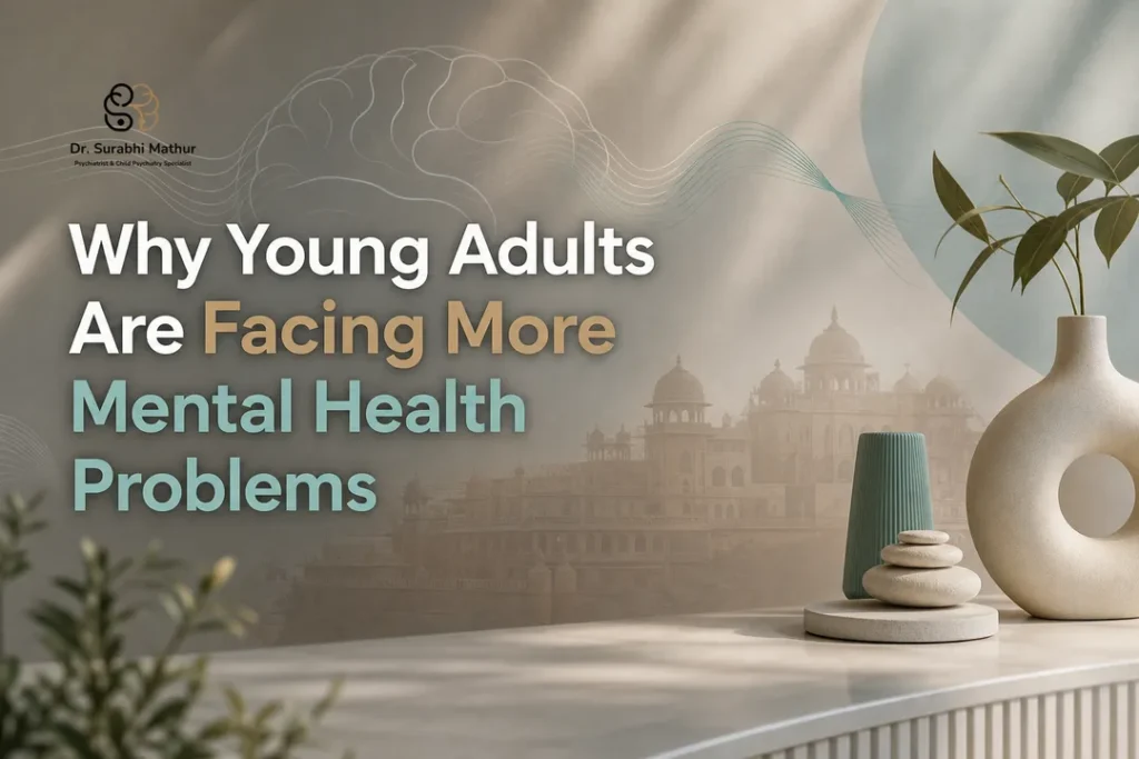 Featured cover illustrating mental health problems for young adults with a calming, clinical aesthetic