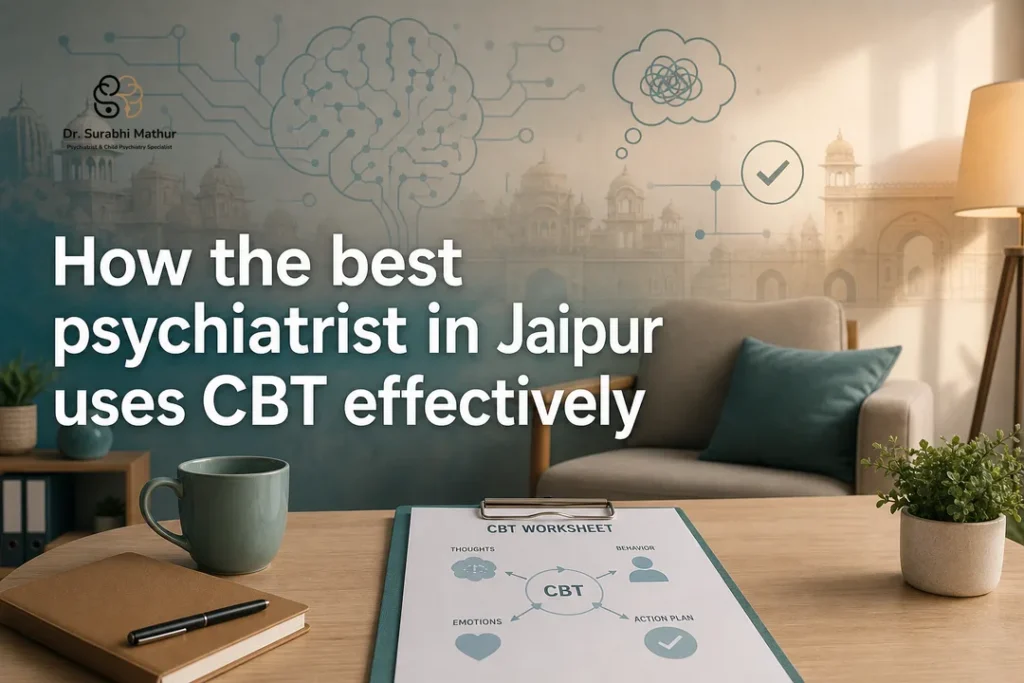 Abstract calming CBT cover designed for the best psychiatrist in jaipur.