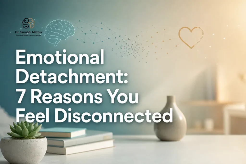 Abstract calming cover art illustrating emotional detachment with fading connection lines, highlighting the concept with a clean medical look.